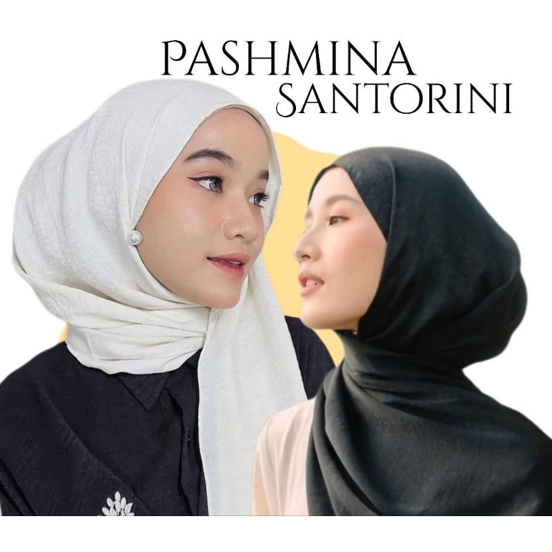 Pashmina Santorini Silk //Hijab Pashmina santorini//Kerudung Satin Glosy

