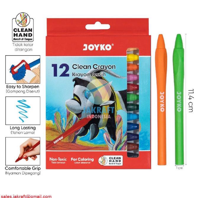 

Clean Baby Crayon Joyko Clcr-12 Krayon Bersih Bayi Non Toxic 12 Warna Kode 44