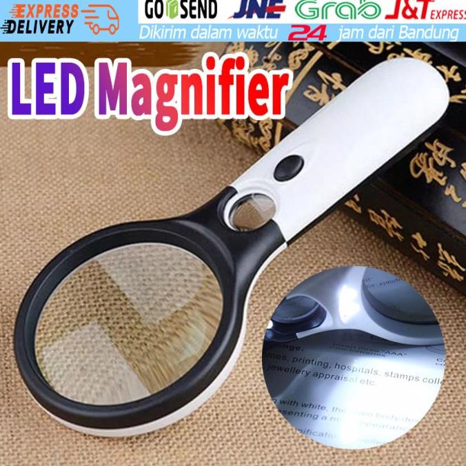 

TERLARIS Magnifier Gelas Lampu 3 LED Pembesar 2 Kaca 3X 45X Lup Handheld Zoom