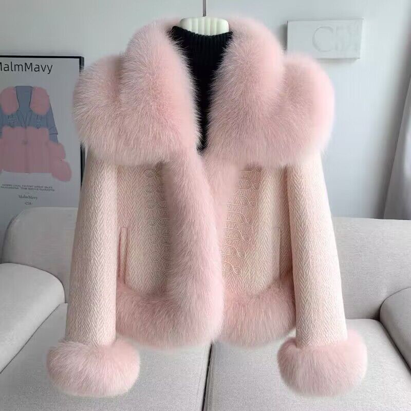 Imitation Fox Fur Fur Coat Short Slimming Furry Coat Fur Collar Thickened Warm Coat Women