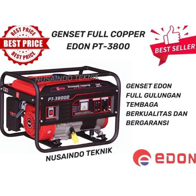 Jual Murah genset edon gasoline GENERATOR EDON PT-3800 FULL COPPER FULL TEMBAGA