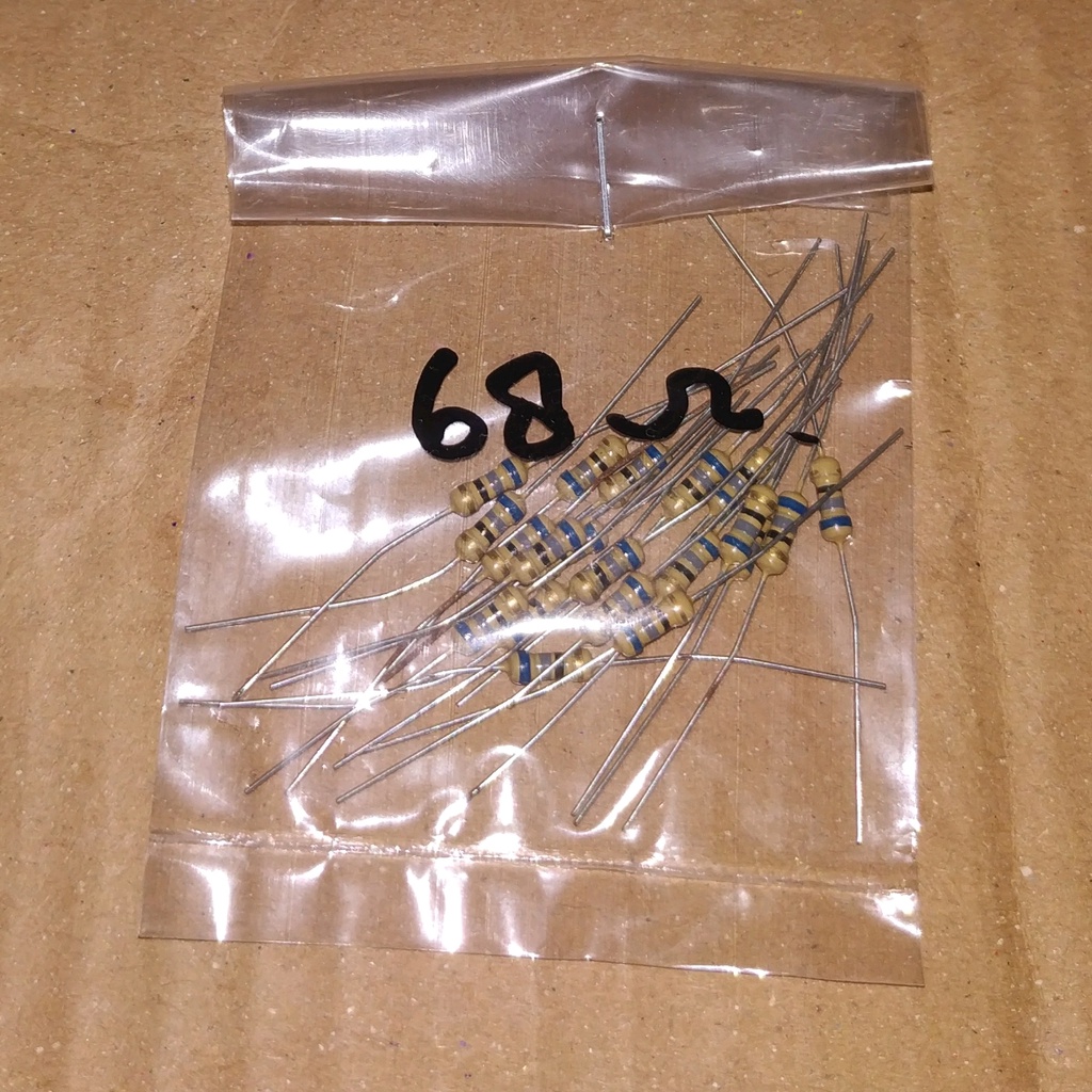 R 68 Ohm 0.25W 5 Persen Resistor 68Ohm 68R Ohm 0.25 Watt 20 Pcs