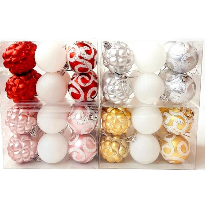 

New Bola Natal Isi 12 6Cm 8Cm Hiasan Pinus Pohon Natal Merah Rosegold Gold Original
