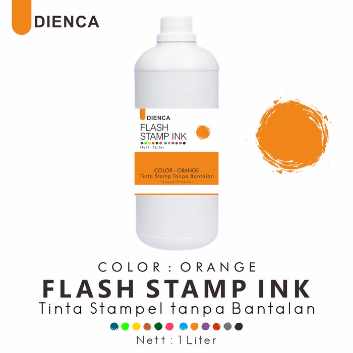 

Baru Tinta Stempel Flash Dienca Official 1 Liter Warna Orange Best Quality