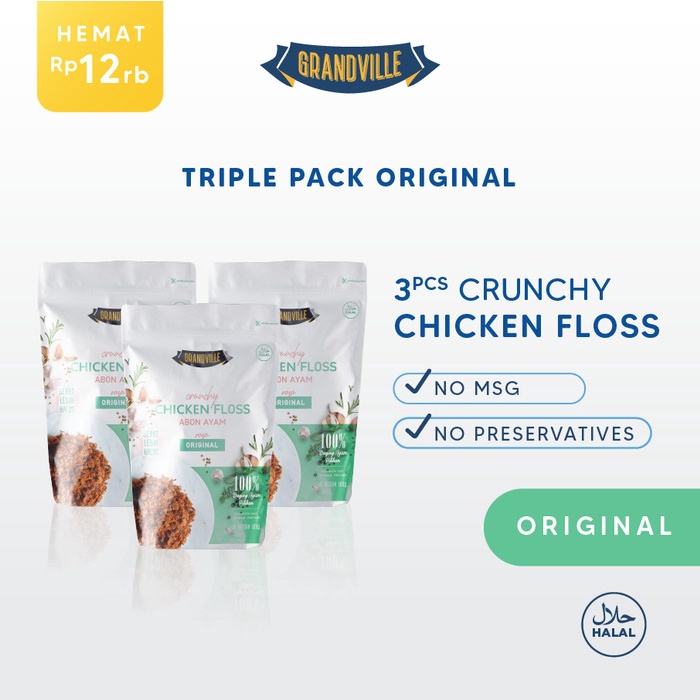 

[Premium] Grandville Abon Ayam Crunchy Triple Pack Original