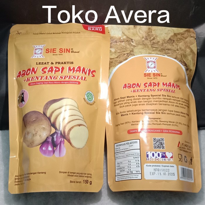 

Abon Sapi Manis Kentang Spesial 150 Gr Halal Sie Sin Sweet Beef Floss