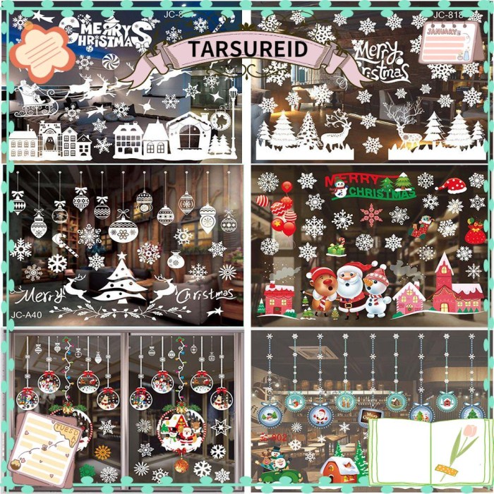 

New Tarsureid Stiker Dindingjendela Motif Snowflake Tema Natal Untuk Limited Stock