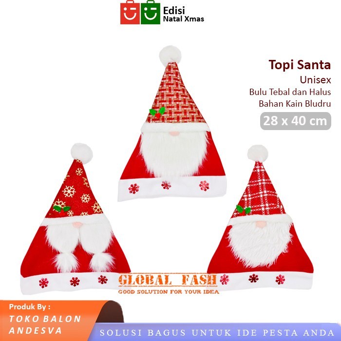 

topi santa Jenggot / aksesoris natal santa / topi santa murah natal Limited Stock
