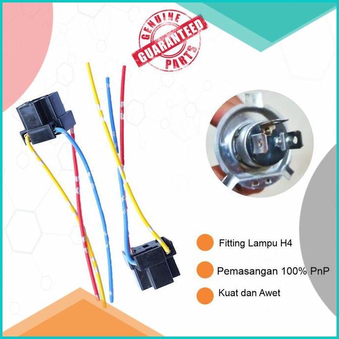 Fiting Lampu H4 Soket Socket HS1 Bohlam Motor Mobil 3 Kabel Awet Kuat