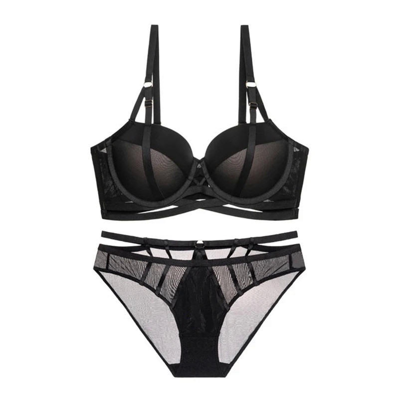 Women's Push Up Bra and Bra Set Sexy French Underwear Mid-thick Lined Underwear Beautiful Lingerie A