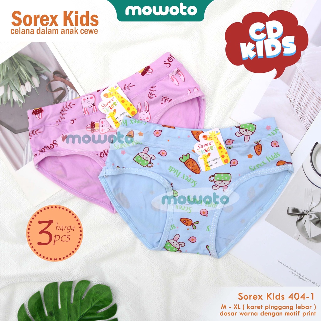 [ 3Pc ] Cd Sorex Kids Na 404 / Na404-1 Celana Dalam Anak Perempuan Cewe M-Xl Motif Full Print -