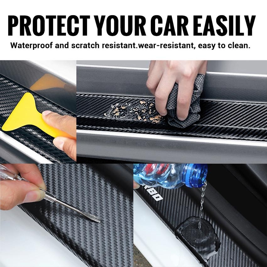 SUZUKI ERTIGA Carbon 3D Door Sill Plate Guard Pelindung Pijakan Injakan Kaki Pintu Mobil Set