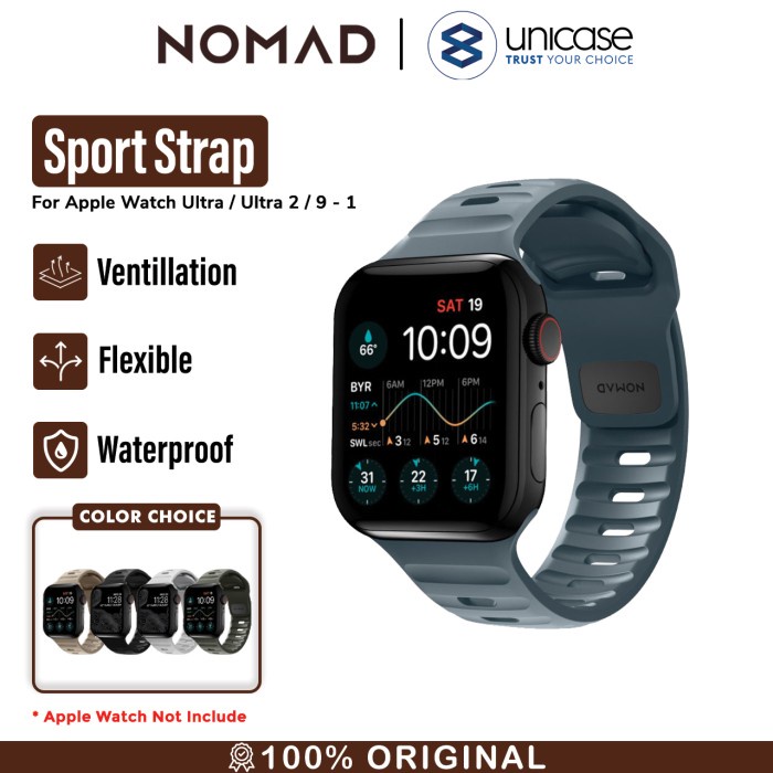 NEW STRAP APPLE WATCH 7/6 45/44/42 41/40/38MM NOMAD SPORT RUBBER SOFT BAND - 45/44/42MM, BLACK