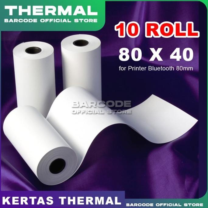 

Kertas Thermal Receipt Printer 80x40 / 80x40mm / 80 x 40 mm (10 roll)