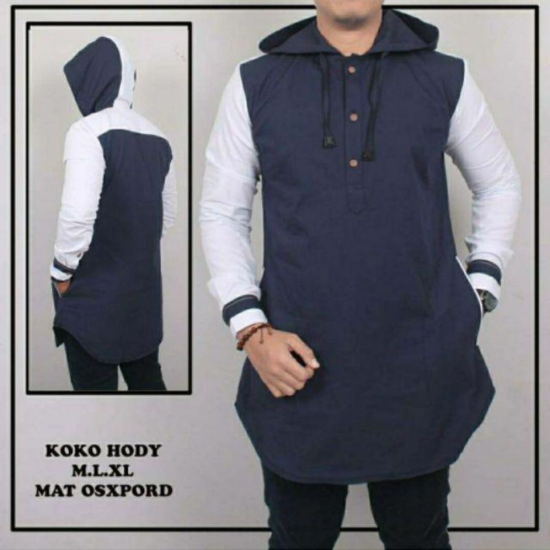 Kurta Hoodie Pakistan Lengan Panjang Koko Hudi