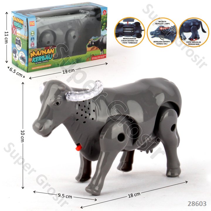 Mainan Anak Mainan Hewan Baterai_Animal B/O_Kerbau  Jalan Musik Lampu Mainan Kerbau