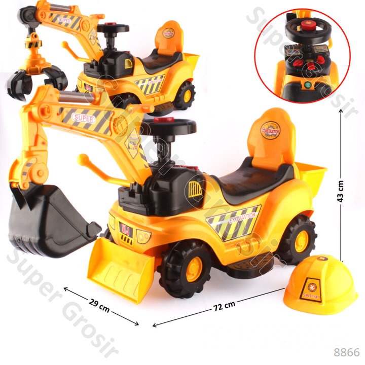 Mainan Anak Mainan Mobil Accu Truk Accu Excavator Bego + Helm