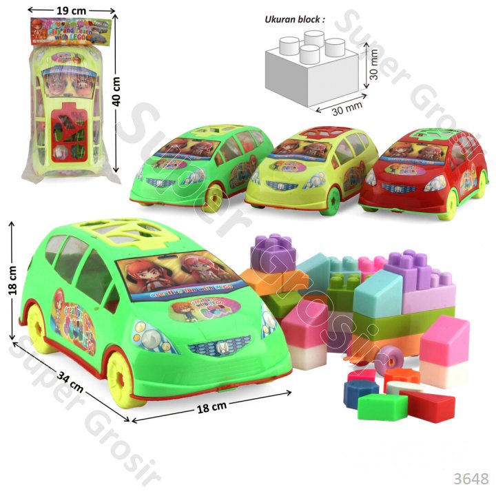 Mainan Anak Block 30x30 mm Kemasan Bentuk Mobil Jazz Play and Learn