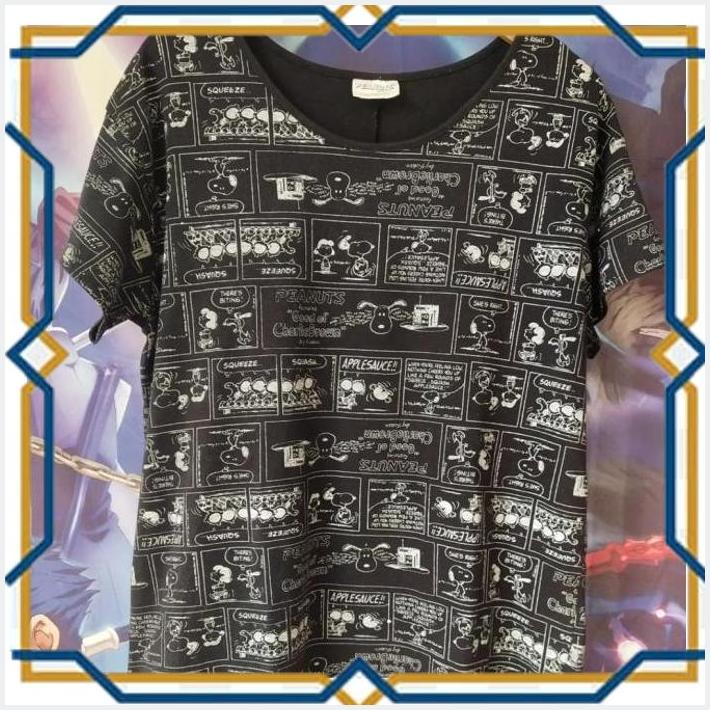 [KBS] SNOOPY PEANUTS AOP KOMIK KAOS KARTUN TEE ORIGINAL SECOND WOMAN HITAM