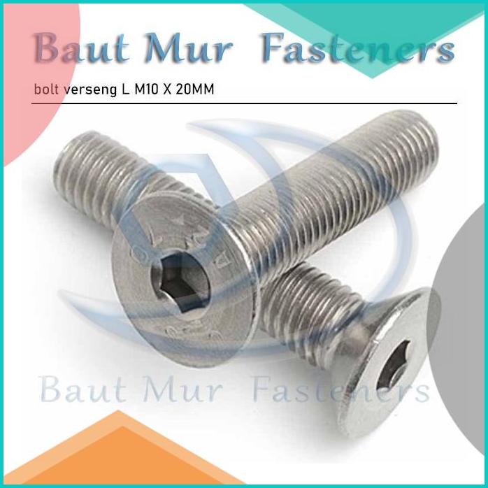 Baut Verseng L M10 x 20 ss304 - sus304 - stainless 16novz3 perkakas