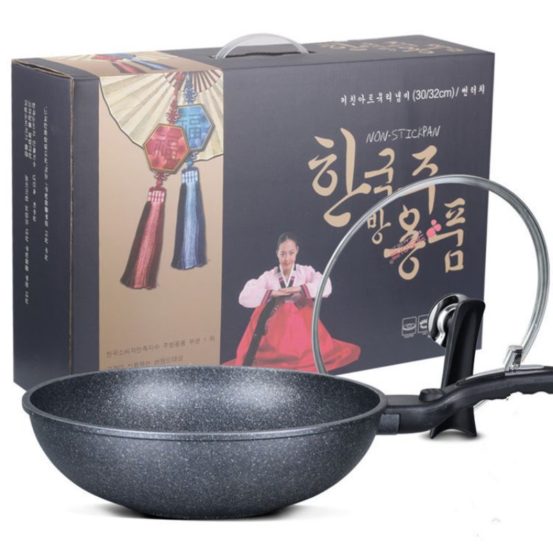 Wokpan Wajan Korea Set / Wokpan Korea 32Cm Anti Lengket / Wajan Anti Lengket