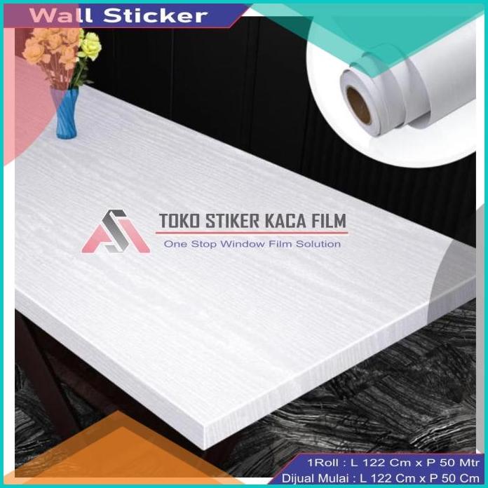 Stiker Wallsticker Pelapis Furnitur Lemari Meja Motif Serat Kayu Putih