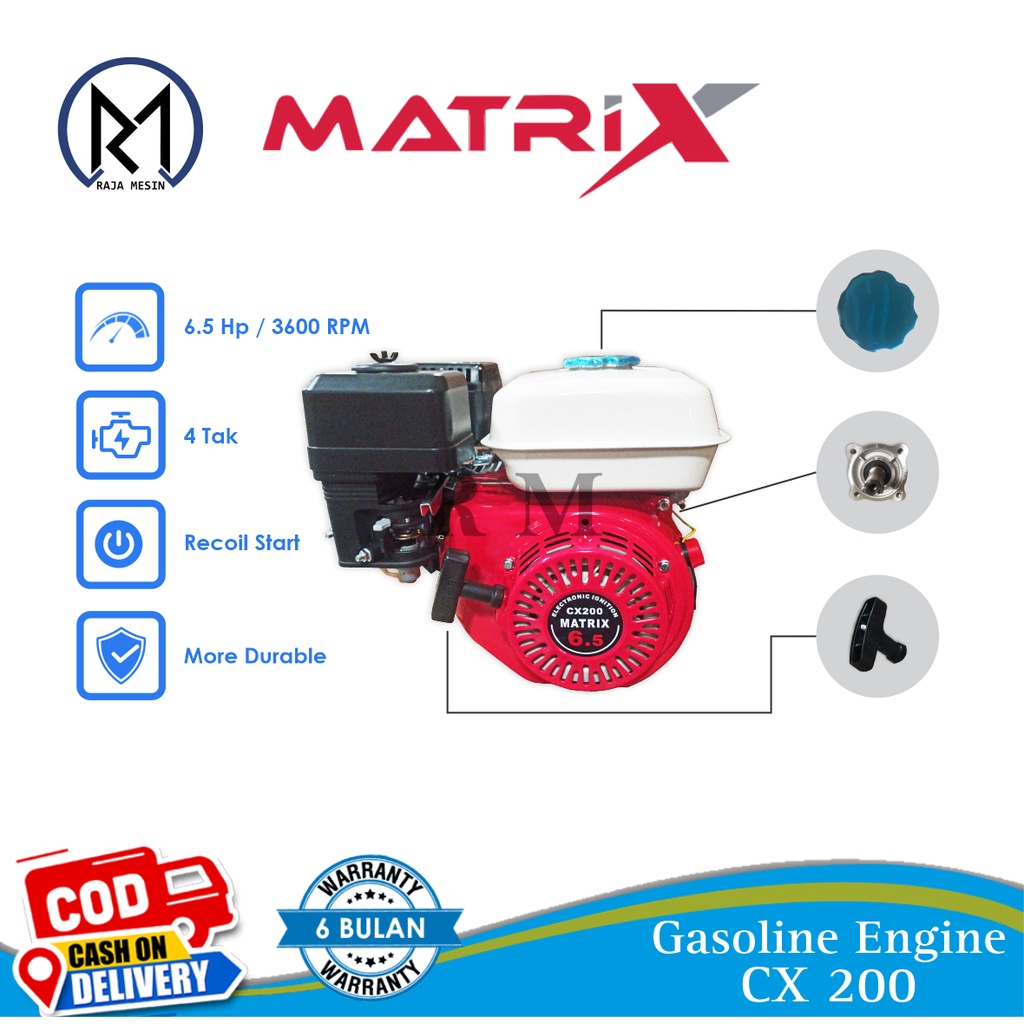 Mesin Penggerak / Gasoline Engine Matrix CX200 6.5HP/Gasoline Engine Tesla CX 160 5.5HP & CX 200 6.5