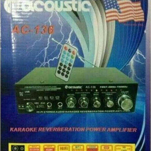 AMPLIFIER ACOUSTIC AC 136 AC/DC RADIO,USB,KARAUKE