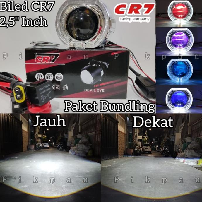Paket Biled Murah - Lampu Biled CR7 Original+Shroud2,5Inch+Kabel Relay