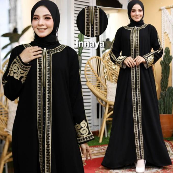 Gamis Abaya Turkey Ym deFashion Innaya Jetblack Hitam Muslim Wanita