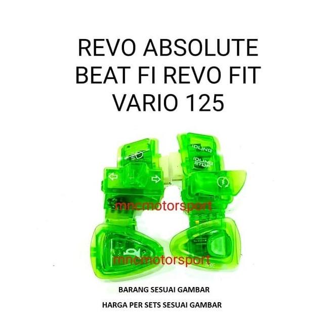 TOMBOL SAKLAR LAMPU BEAT FI REVO ABSOLUTE VARIO 125 HIJAU TRANSPARAN 1