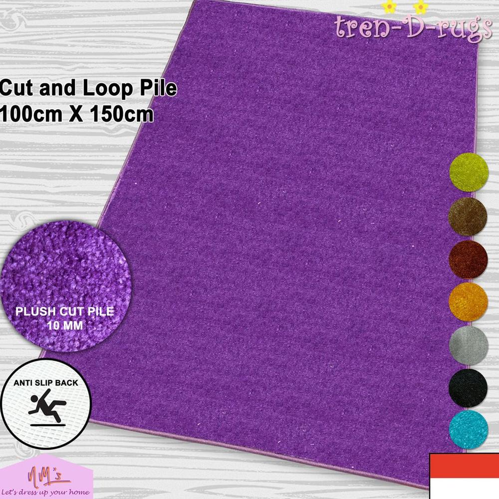 Tren-D-rugs Karpet plush lantai permadani tebal halus polos timbul anti slip 100 cm x 150 cm -NMs