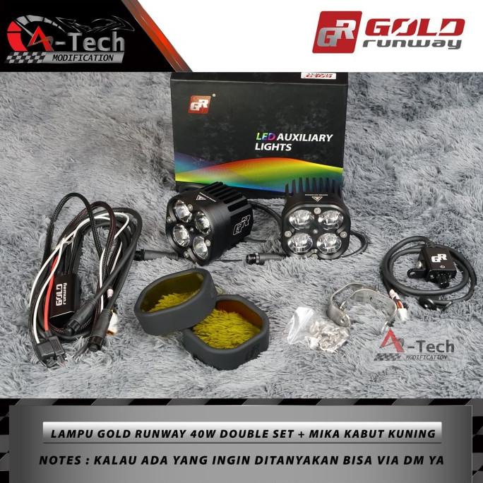 Foglamp Lampu Gold Runway COMBO 40W Sepasang With Mika Kuning Kabut