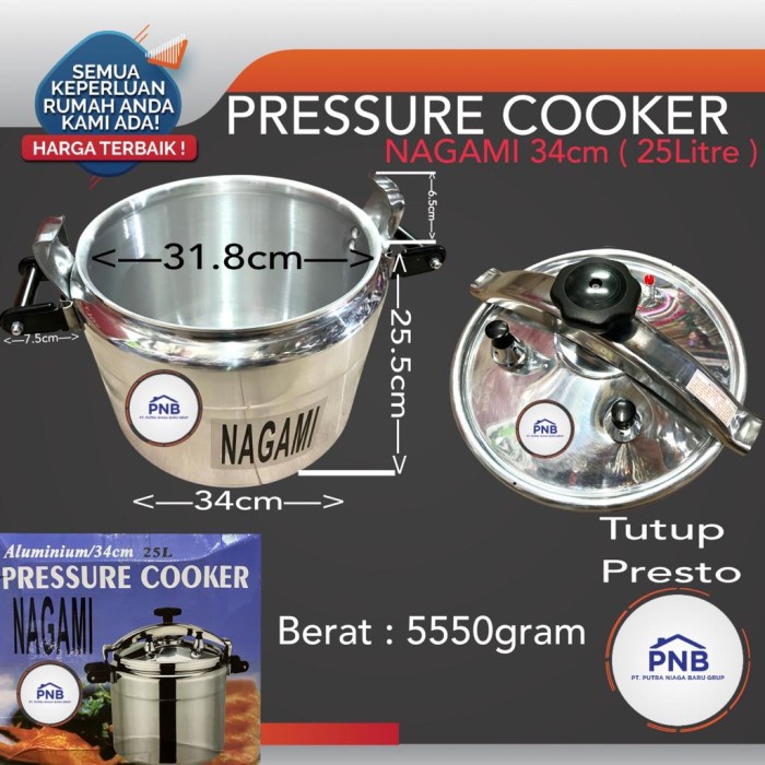 Panci PRESTO 25 liter NAGAMI GOOD QUALITY Tebal Pressure Cooker