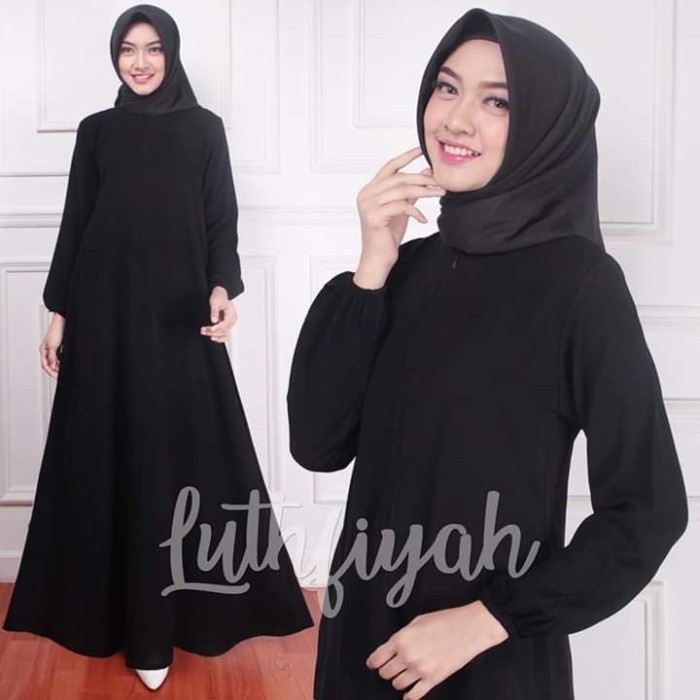 Gamis Hitam Polos Jetblack / Gamis Katun/ Abaya Hitam