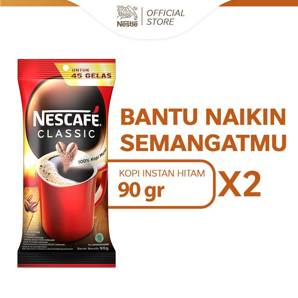 

Nescafe Classic Kopi Instan Bubuk Kopi Hitam Sachet Bag 90G X 2Pcs