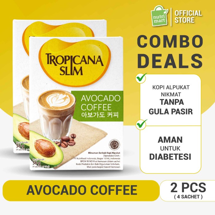 

Twin Pack: Tropicana Slim Avocado Coffee (4 Sch) - Kopi Bebas Gula