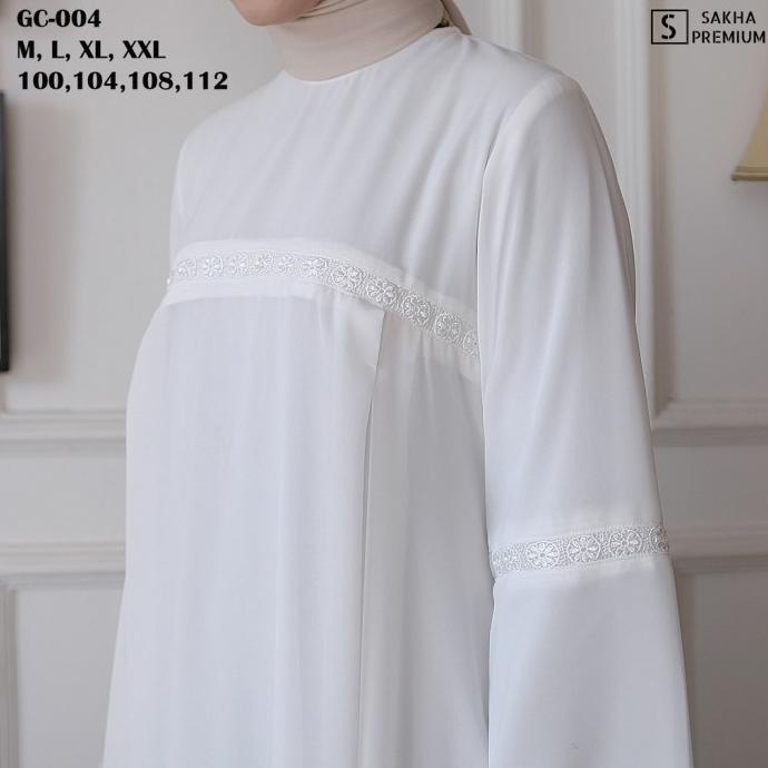Seena - GC 04 BAJU GAMIS PUTIH WANITA BRUKAT GAMIS PUTIH CERUTI JUMBO