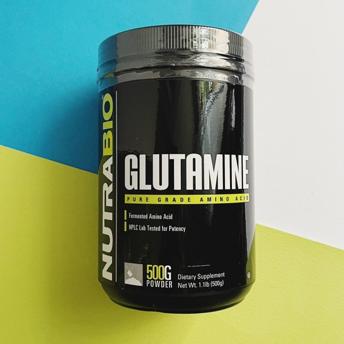 100% Pure L-Glutamine 500g - 100 serving by Nutrabio USA L Glutamine