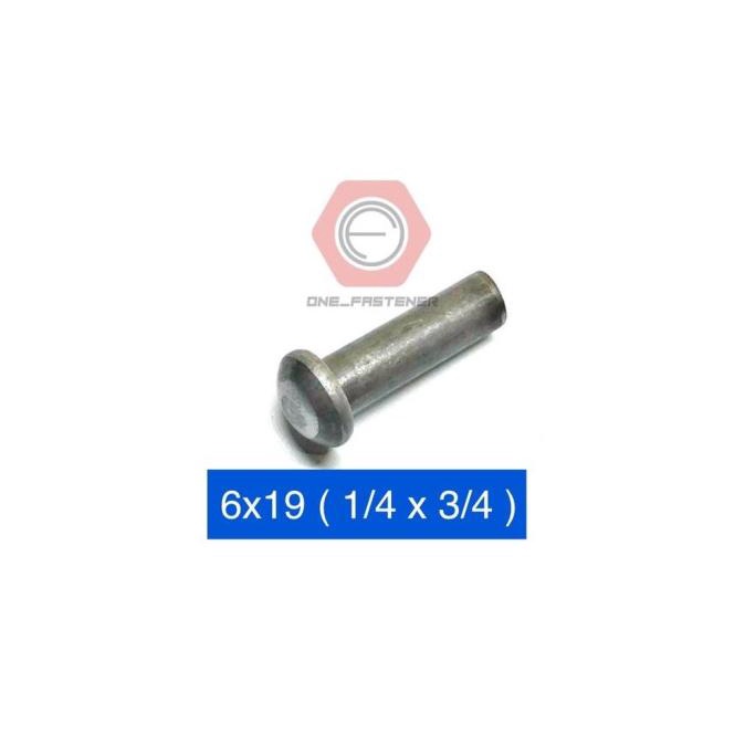 TERLARIS Paku Keling m6x20 Besi Kepala Bulat rivet Jembatan 6mm 2 cm inch