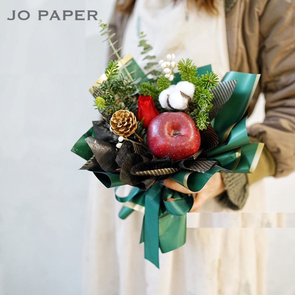 

[20 Lembar] Flower Wrapping R Varian List Gold Solid Emas Kertas Buket Bunga Cellophane Flst Kertas