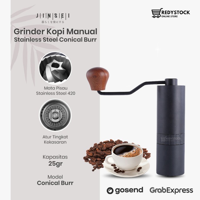 Hand Coffee Grinder Kopi Manual Metal Body Stainless Steel Burr Js-G2