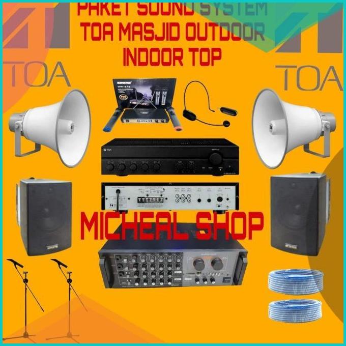 paket sound system toa masjid 2indoor 2 outdoor lengkap top 16novz3 pe