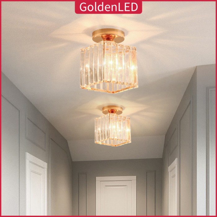 COD LED Lampu plafon ceiling kristal kotak modern crystal lampu lorong Murah
