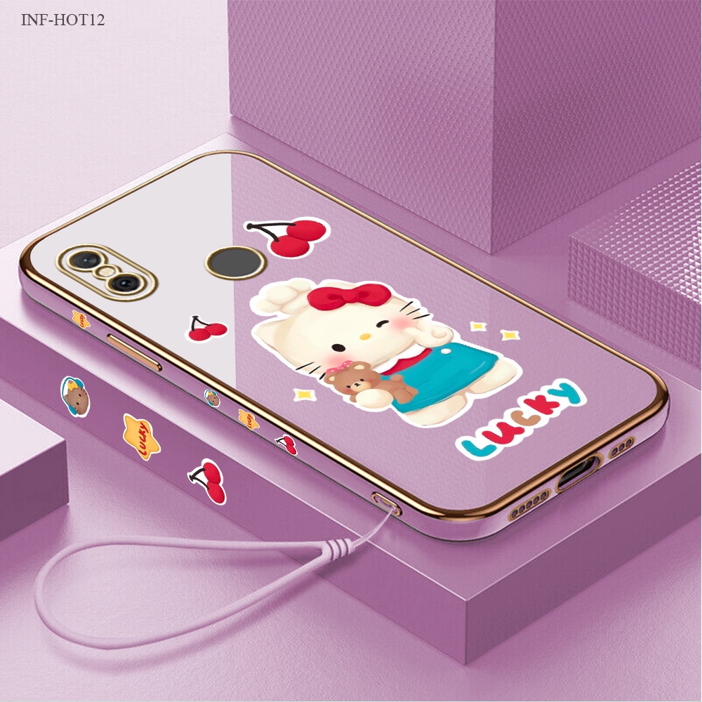 Infinix Hot 12 12i 11 11S 10 10S 9 8 NFC Pro Play Untuk Phone Case Softcase Kitty Bear 2156 Soft Casing Kesing Soft Lembut Tali Gantungan