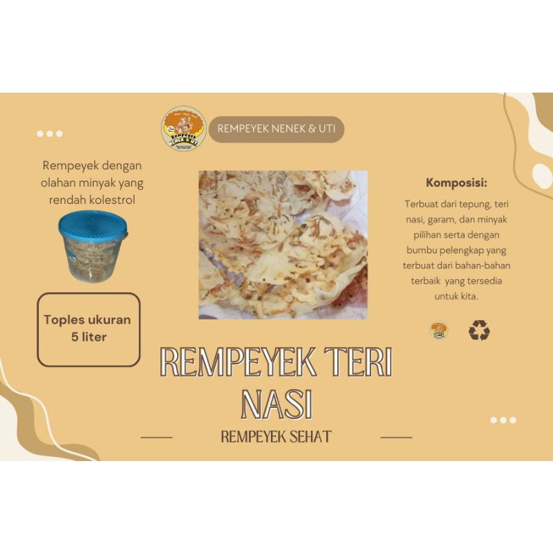 

Rempeyek Teri Nasi Rendah Kolestrol & Non MSG