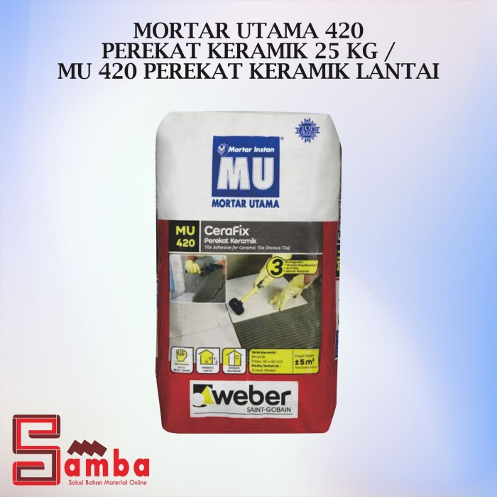 Terbaru Mortar Utama 420 Perekat Keramik 25 Kg /Mu 420 Perekat Keramik Lantai Promo Terlaris