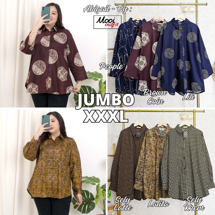 Kemeja Oversize Wanita Ld 120 Motif Katun Linen Jumbo Kekinian