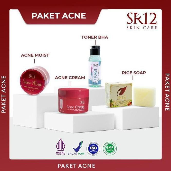 Paket jerawat ampuh SR12/Paket penghilang jerawat/Memudarkan jerawat/Paket acne SR12