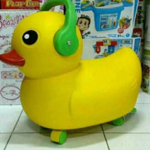 Promo Mainan Anak Dorongan Bebek Ride On Toys Bisa Dinaikin Kuning Free